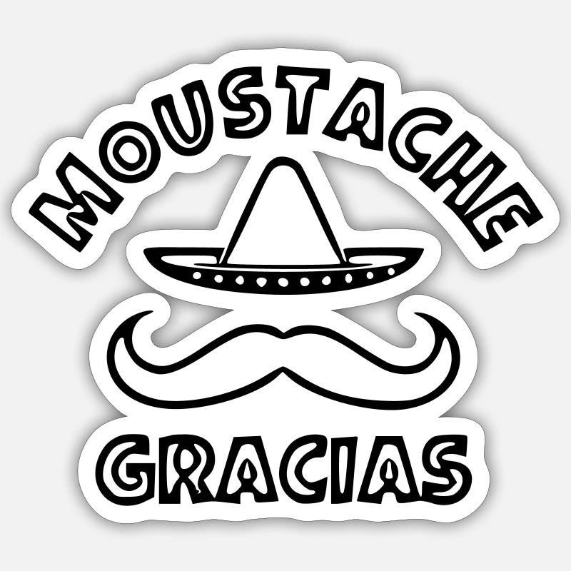 Gracias Schnurrbart - Sticker Größe S (10 x 10 cm) - Mattweiß
