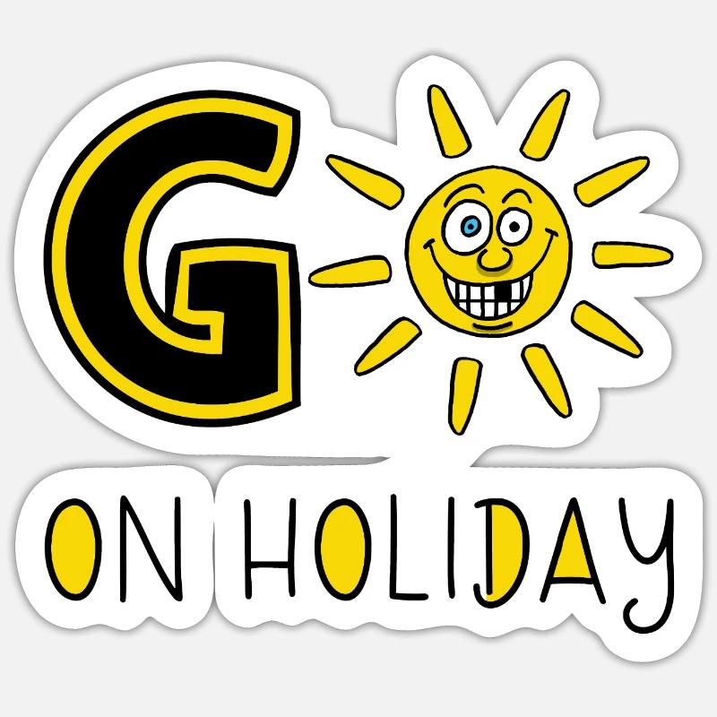 Soleil t et vacances - Sticker taille S (10 x 10 cm) - blanc mat