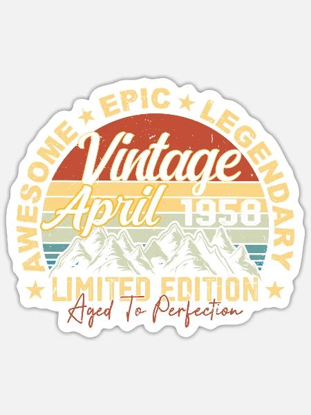 67. Geburtstag Geschenk Vintage April 1958 - Sticker Größe S (10 x 10 cm) - Mattweiß