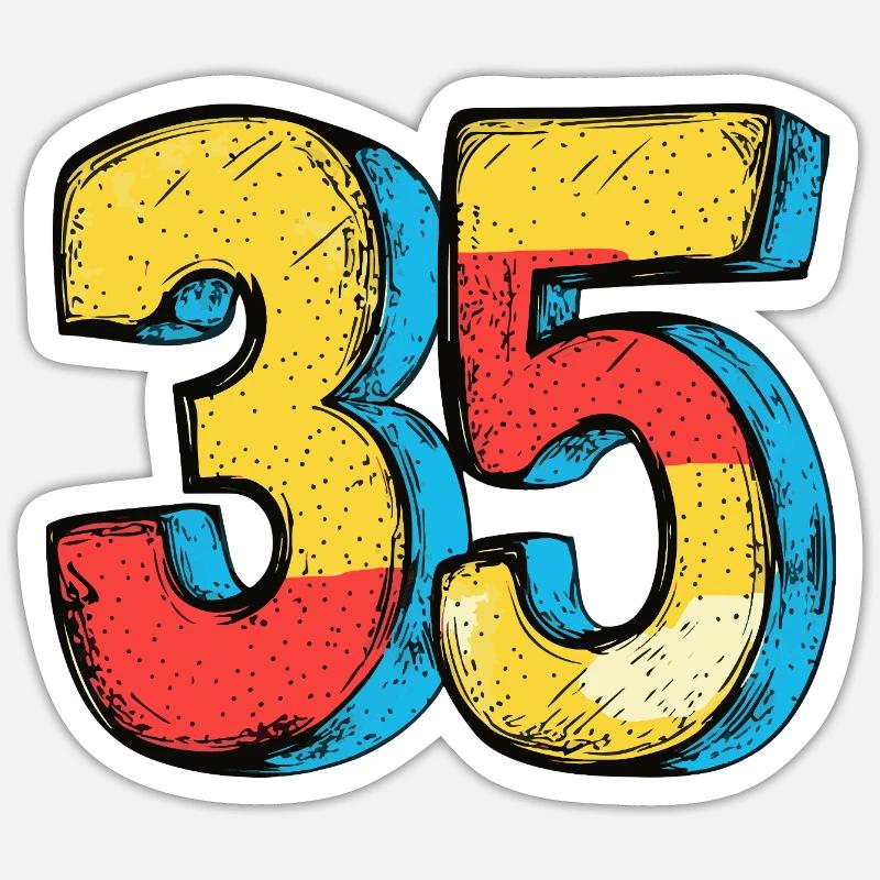 Bande dessinée à 35 numéros - Sticker taille S (10 x 10 cm) - blanc mat