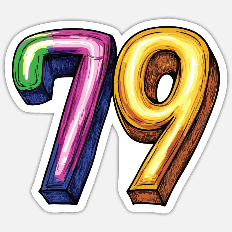 79 Zahl Comic - Sticker Größe S (10 x 10 cm) - Mattweiß