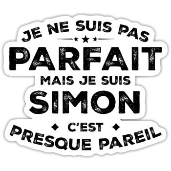 Simon Un Prénom, Une Attitude L’Humour Simon - Sticker taille S (10 x 10 cm) - blanc mat - Devant