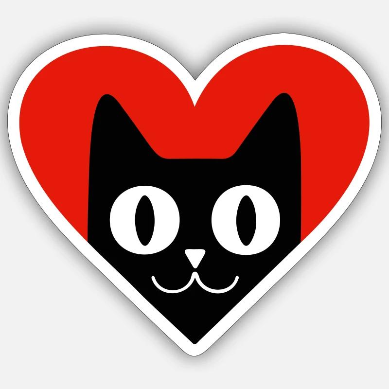 Katzengesicht in Herz - Sticker Größe S (10 x 10 cm) - Mattweiß