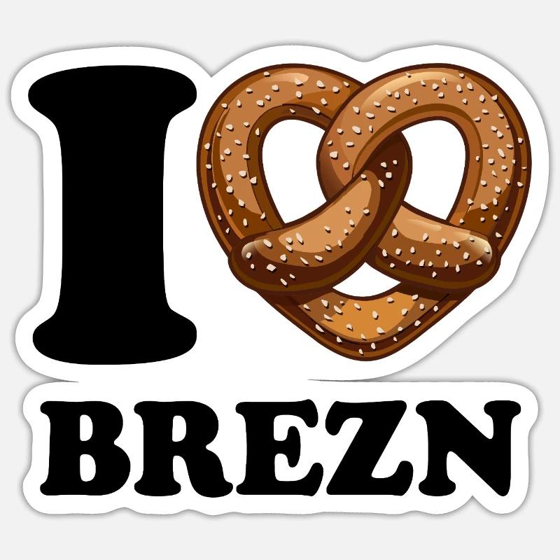 J’aime les bretzels - Coeur - Bretzel - Sticker taille S (10 x 10 cm) - blanc mat