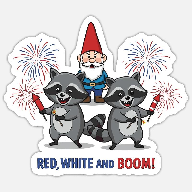 Raccoon 4th of July Fireworks Party Sticker size S (10 x 10 cm)