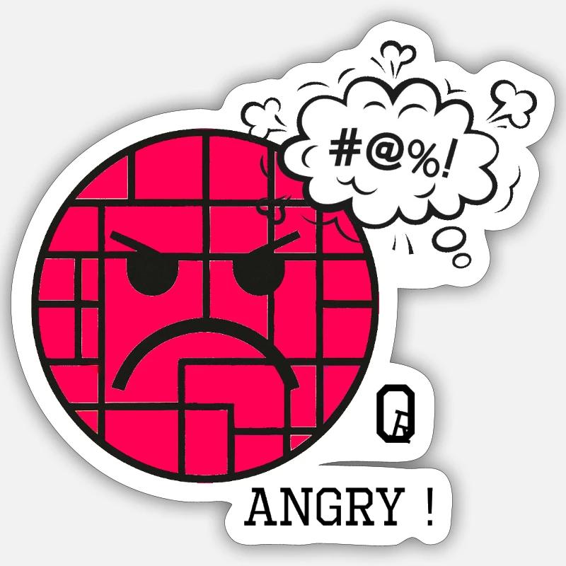Angry with Wall Pattern and Frustration Expression Sticker size S (10 x 10 cm)
