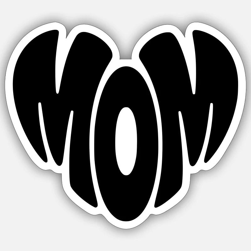 Mom Herz Form Mama Herzform Muttertag Geschenk Sticker Größe S (10 x 10 cm)