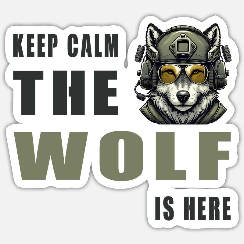 Keep Calm Wolf Is Here Sticker Größe S (10 x 10 cm)