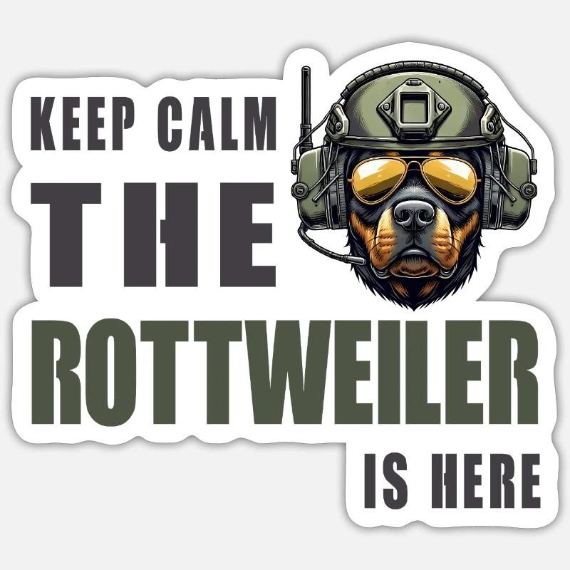 Rottweiler – Keep Calm Design - Sticker Größe S (10 x 10 cm) - Mattweiß