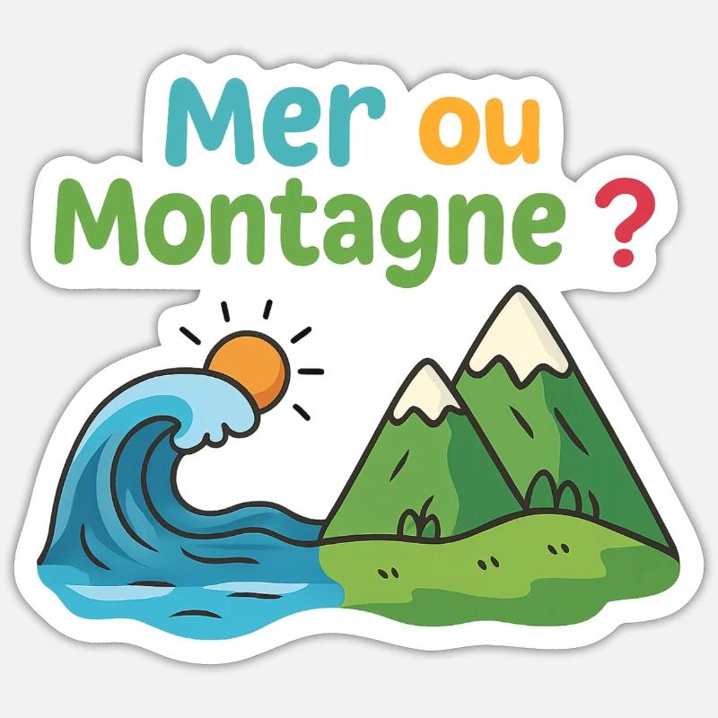 Meer oder Berg - Sticker Größe S (10 x 10 cm) - Mattweiß
