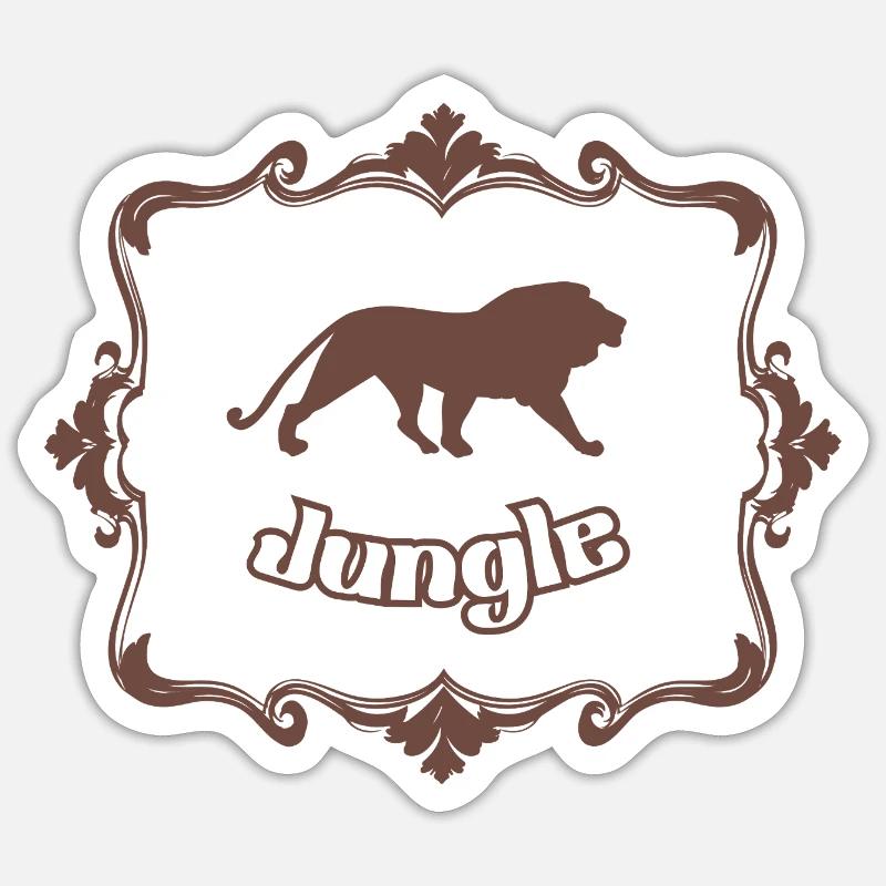 Löwe und Dschungel - Sticker Größe S (10 x 10 cm) - Mattweiß