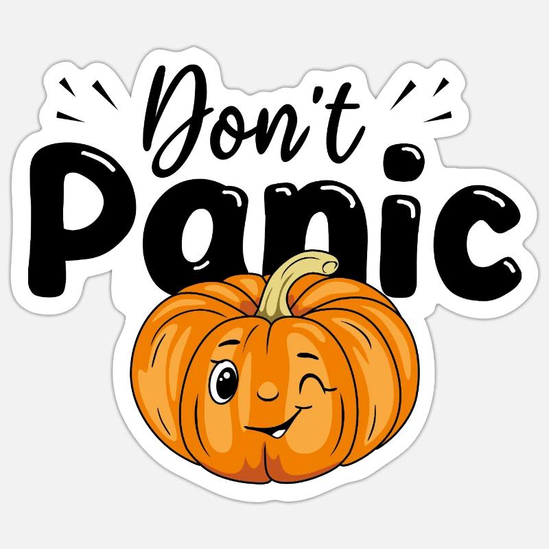 Don't panic. Design with winking pumpkin - Sticker size S (10 x 10 cm) - white matte