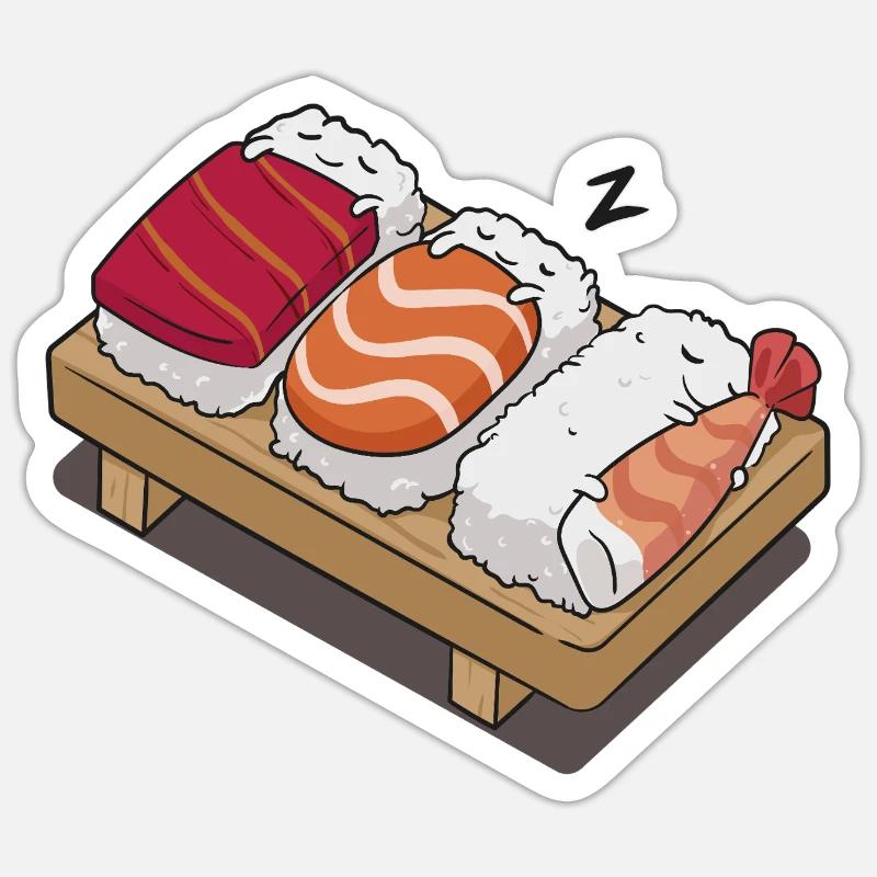 Sushi dormir - Sticker taille S (10 x 10 cm) - blanc mat