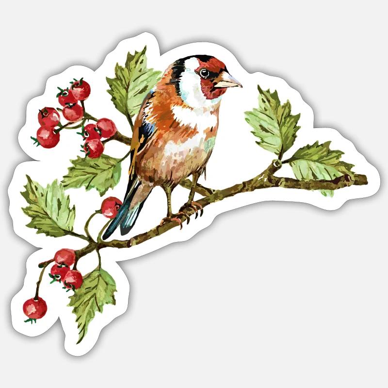 Bunter Vogel - Sticker Größe S (10 x 10 cm) - Mattweiß