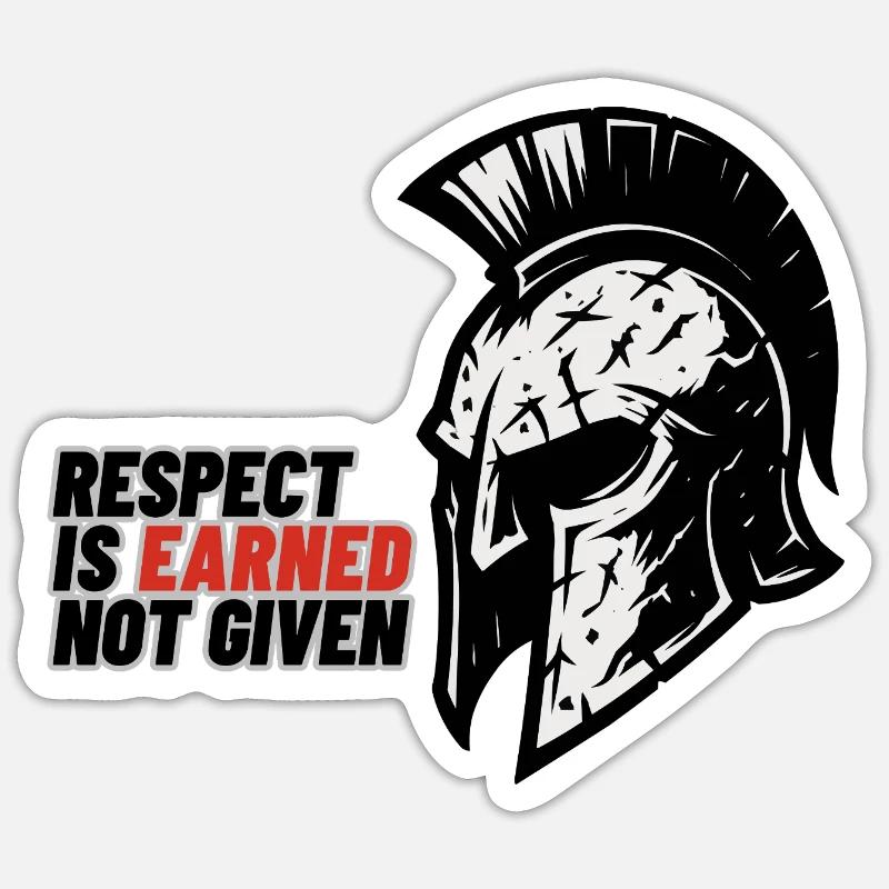 Respect Is earned not given – Spartanerhelm - Sticker Größe S (10 x 10 cm) - Mattweiß