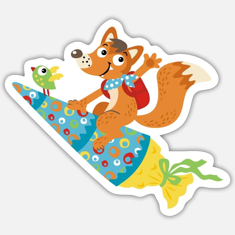 Einschulung Fuchs, Hurra ich bin ein Schulkind! Sticker Größe S (10 x 10 cm)