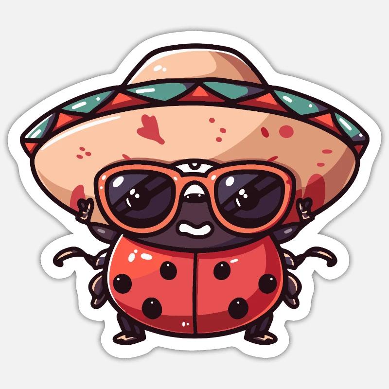 Ladybug Sombrero Sticker size S (10 x 10 cm)