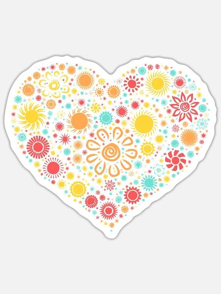 Sunshine Heart – Buntes Sommerliebe-Design - Sticker Größe S (10 x 10 cm) - Mattweiß