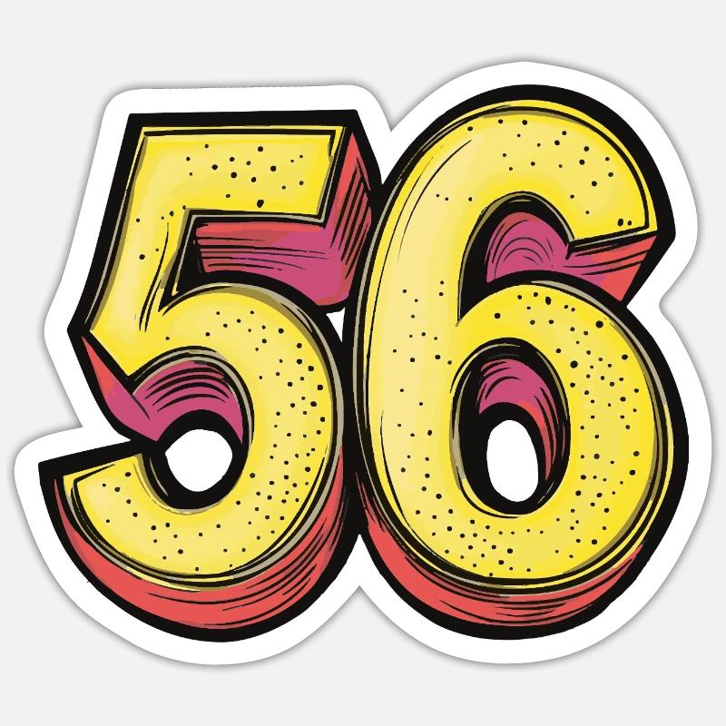 56 Zahl Comic - Sticker Größe S (10 x 10 cm) - Mattweiß