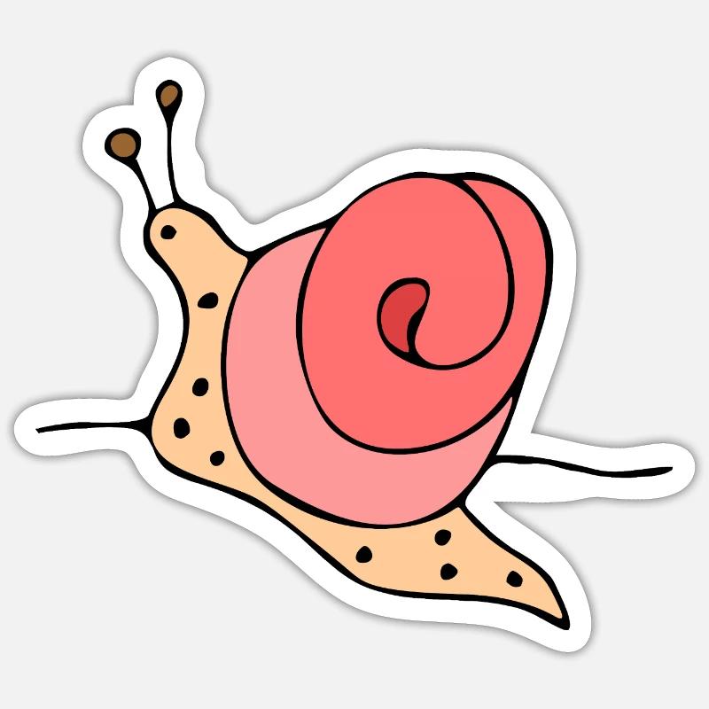 Stylized snail on pink background - Sticker size S (10 x 10 cm) - white matte