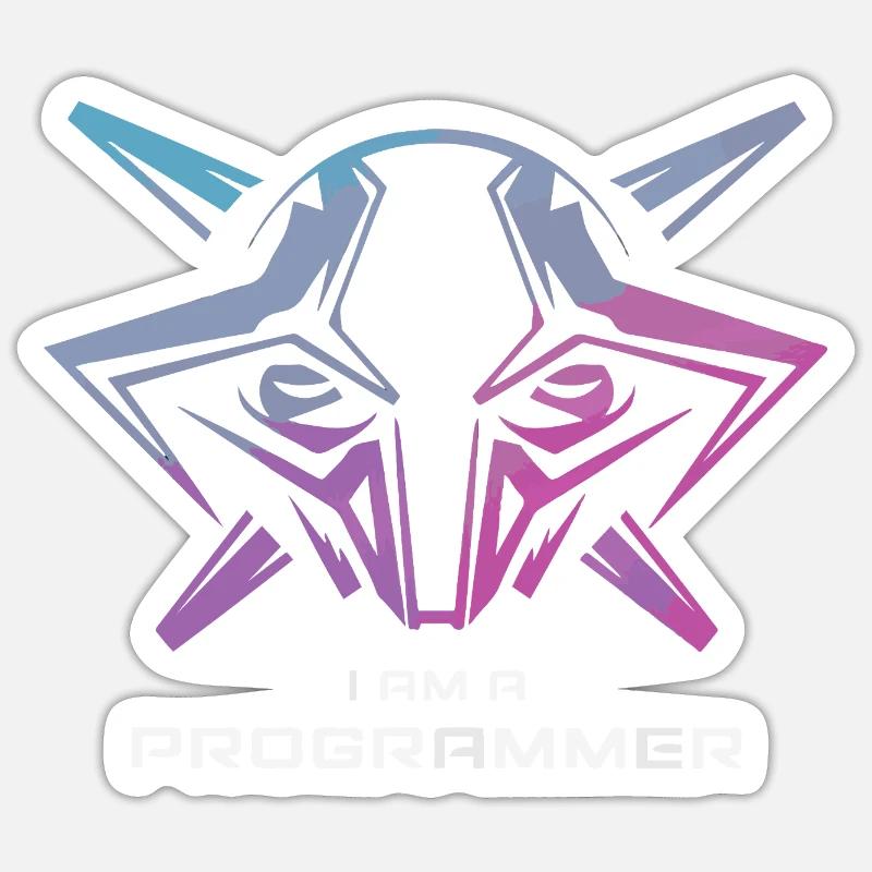Futuristische Cyborg-Programmierer-Kunst Sticker Größe S (10 x 10 cm)