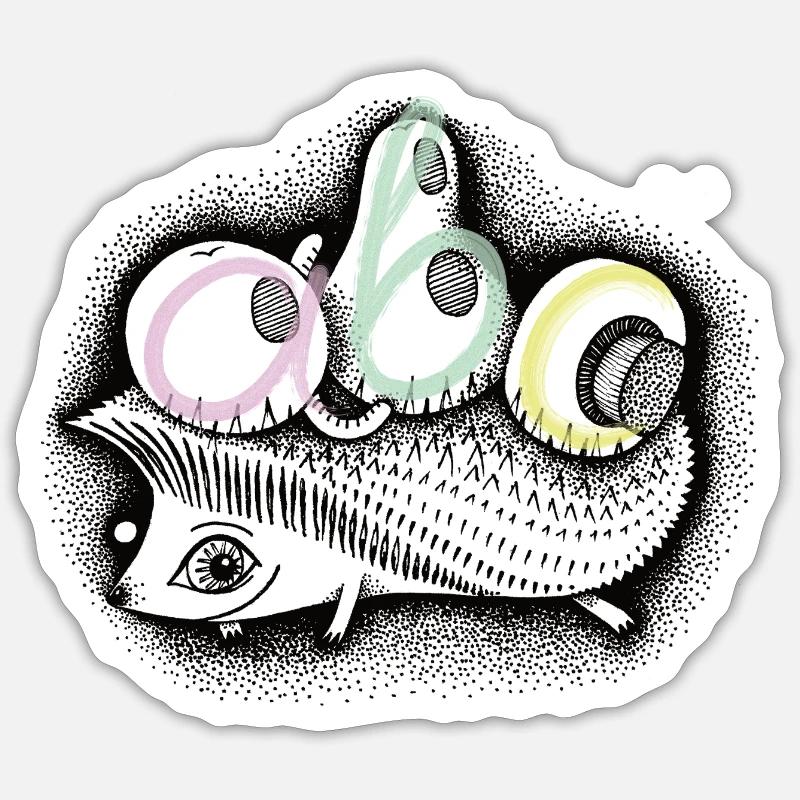 ABC Igel uebermalt Sticker Größe S (10 x 10 cm)