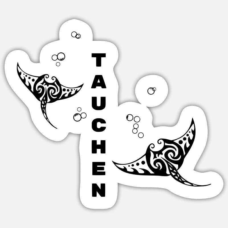 Diving – Tribal Manta Rays Design - Sticker size S (10 x 10 cm) - white matte