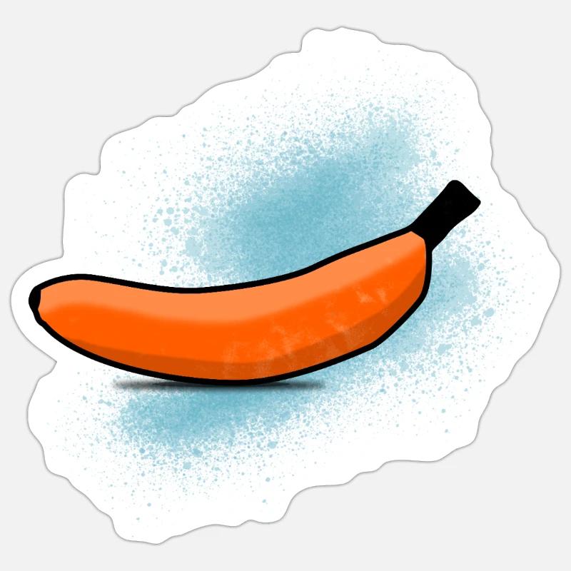 Banane orange - Sticker taille S (10 x 10 cm) - blanc mat