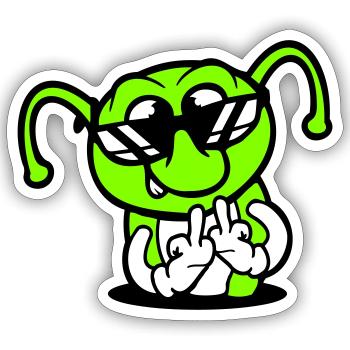 Raupe Mittelfinger Beleidigung Loch Sonnenbrille - Sticker Größe S (10 x 10 cm) - Mattweiß - Vorne