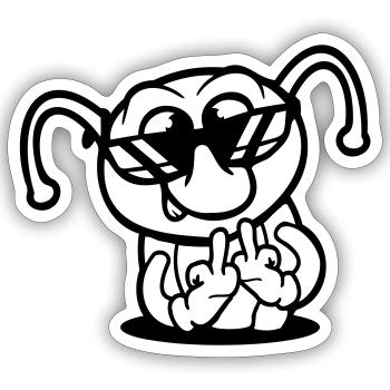 Raupe Mittelfinger Beleidigung Loch Sonnenbrille - Sticker Größe S (10 x 10 cm) - Mattweiß - Vorne