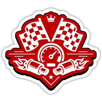 Racing Rennflagge Auspuff Tacho - Sticker Größe S (10 x 10 cm) - Mattweiß - Vorne
