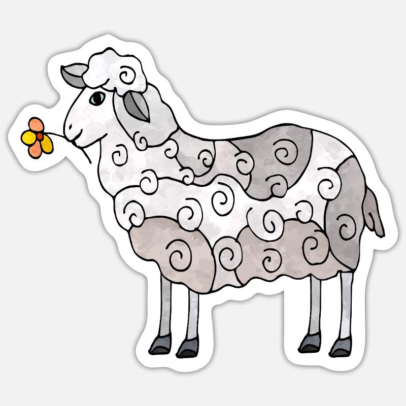 Schaf - Sticker Größe S (10 x 10 cm) - Mattweiß