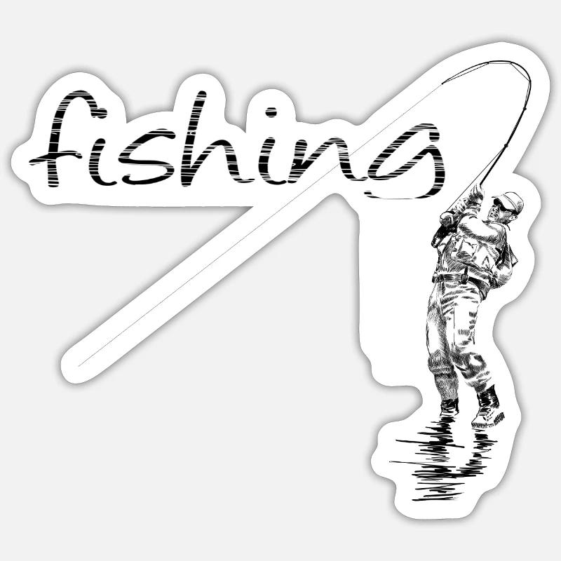 Pêche à la mouche Sticker taille S (10 x 10 cm)