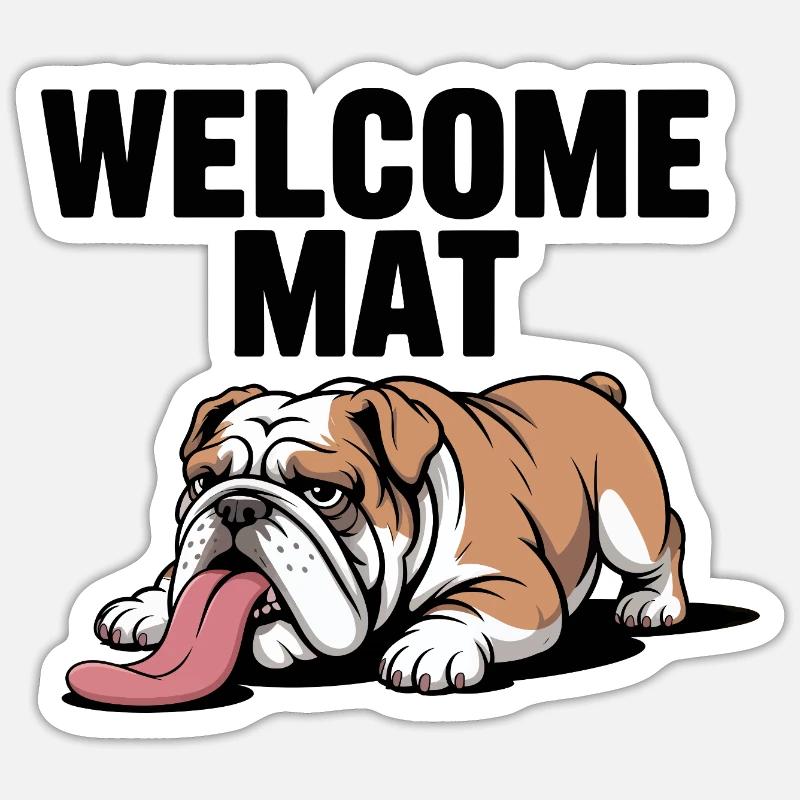 Willkommen Matte Bulldogge - Sticker Größe S (10 x 10 cm) - Mattweiß