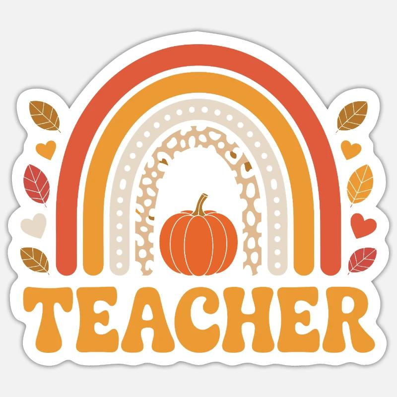 Lehrer Herbst Geschenk - Sticker Größe S (10 x 10 cm) - Mattweiß