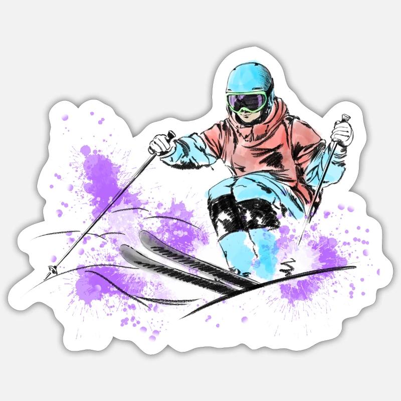 Mogul skiing - Sticker Größe S (10 x 10 cm) - Mattweiß