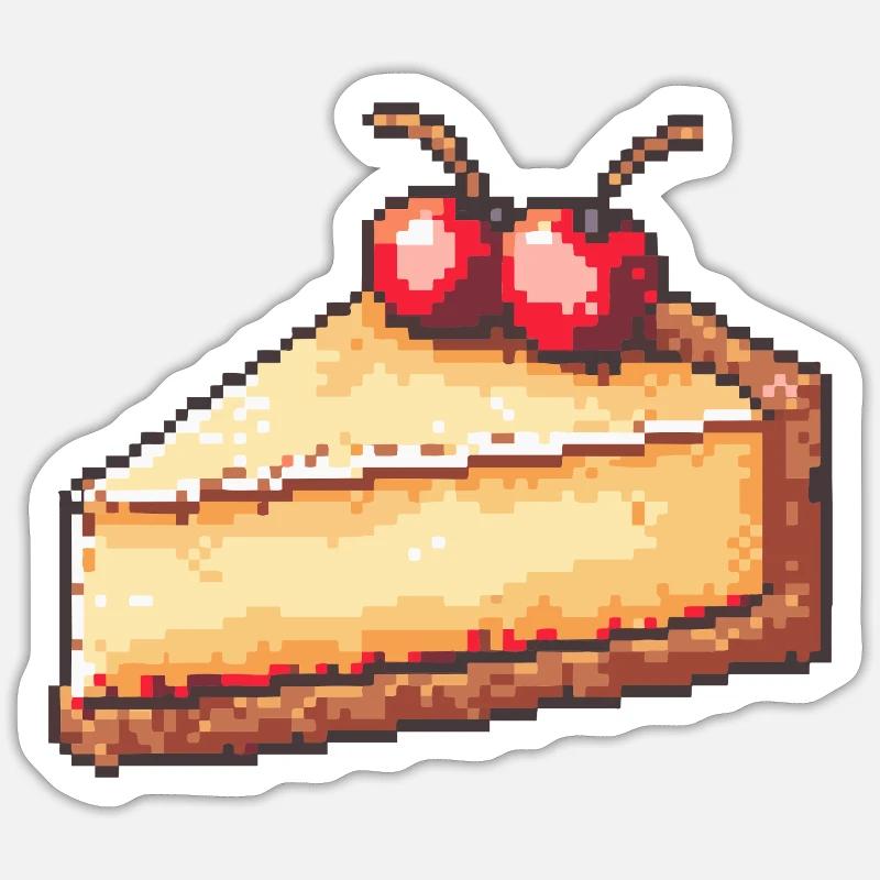 Pixel Cheesecake Cherry Slice Sticker Größe S (10 x 10 cm)