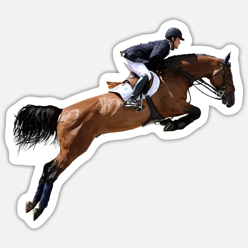 Springendes Pferd im Sprung Sticker Größe S (10 x 10 cm)