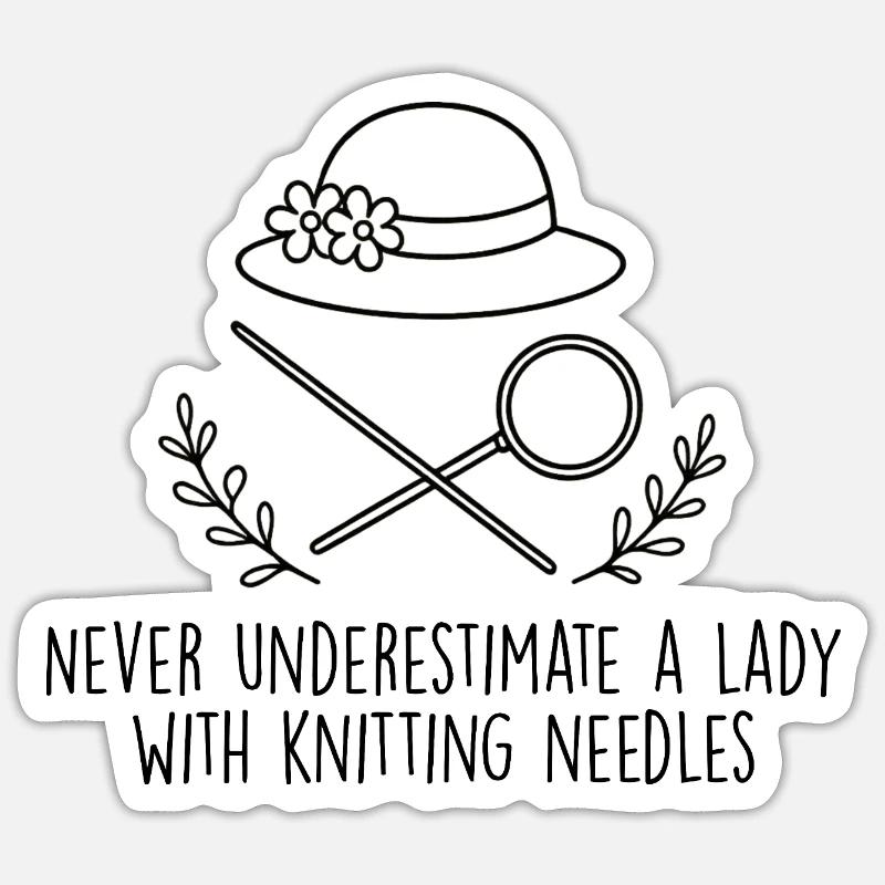 Miss Marple Jamais une dame ne comprend - Sticker taille S (10 x 10 cm) - blanc mat