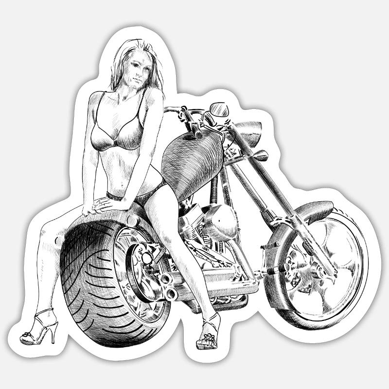 Bikini sur l’hélicoptère - Sticker taille S (10 x 10 cm) - blanc mat