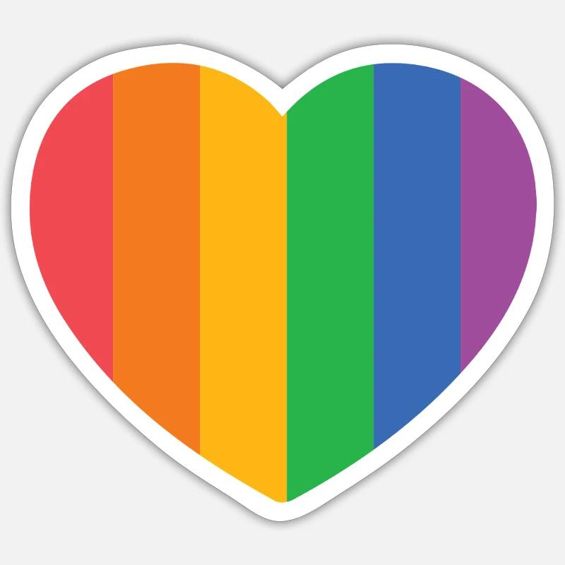 Heart with Pride Stripes - Sticker size S (10 x 10 cm) - white matte