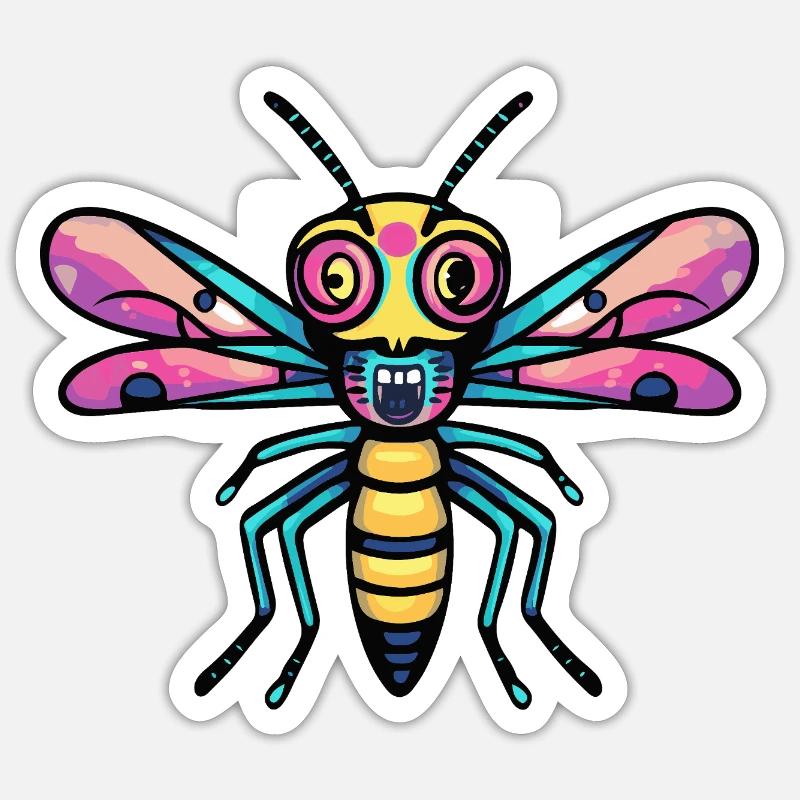 Libelle Halloween Comic Lustig - Sticker Größe S (10 x 10 cm) - Mattweiß