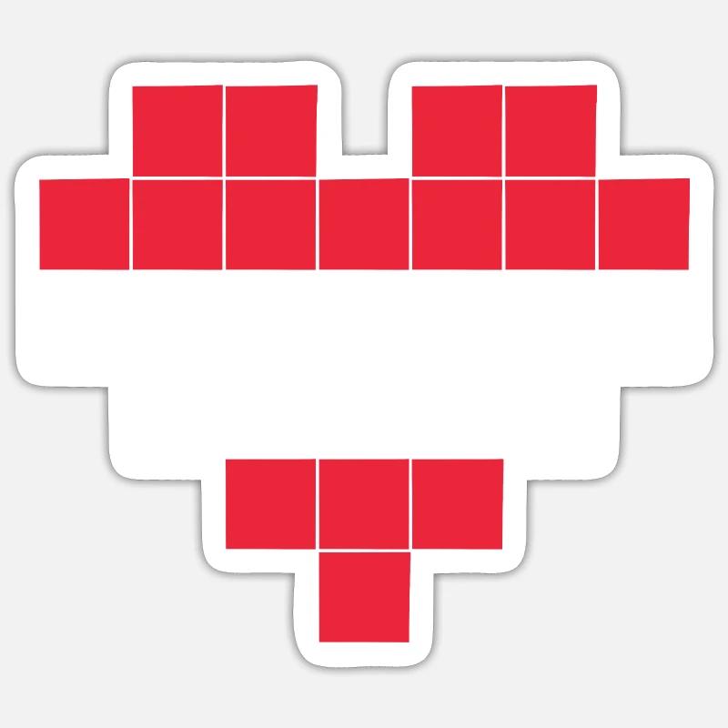 Pixel Heart Autriche Drapeau - Sticker taille S (10 x 10 cm) - blanc mat