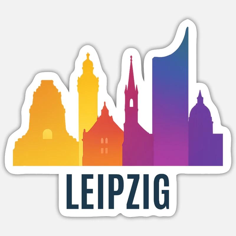Leipzig Skyline Gradient - Sticker size S (10 x 10 cm) - white matte