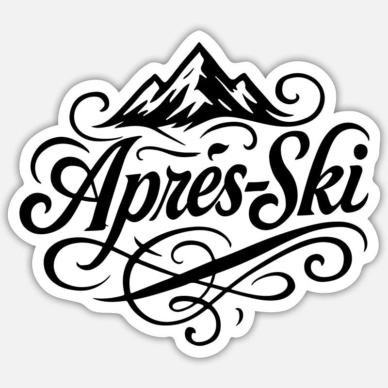 Apres Ski Berge - Sticker Größe S (10 x 10 cm) - Mattweiß