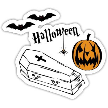 Halloween Kürbis Silhouette - Sticker Größe S (10 x 10 cm) - Mattweiß - Vorne