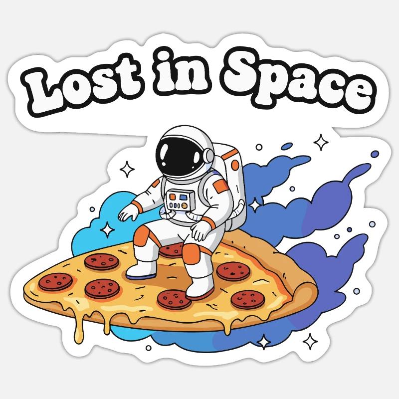 Astronaut on pizza in space - Sticker size S (10 x 10 cm) - white matte