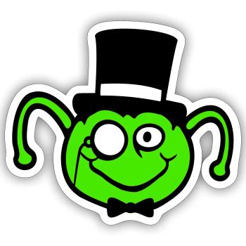 Mr. Caterpillar Top Hat Monocle Bow Tie Gentleman Empire - Sticker size S (10 x 10 cm) - white matte - Front