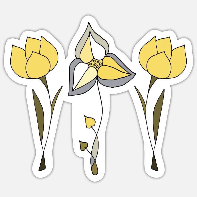 Fleur - Sticker taille S (10 x 10 cm) - blanc mat