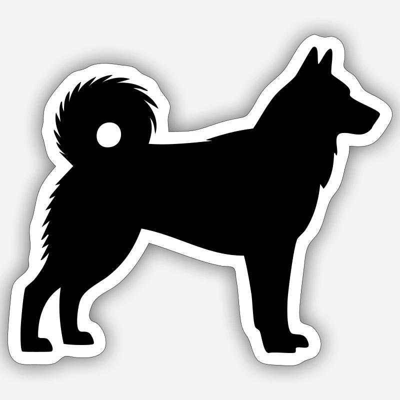 Silhouette de chien husky - Sticker taille S (10 x 10 cm) - blanc mat
